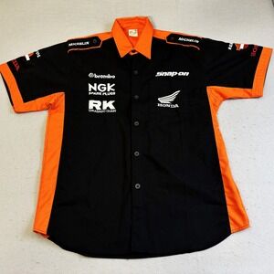 Vtg Honda Racing Team Work Button Snap On Michelin Repsol Mens XL Superbike